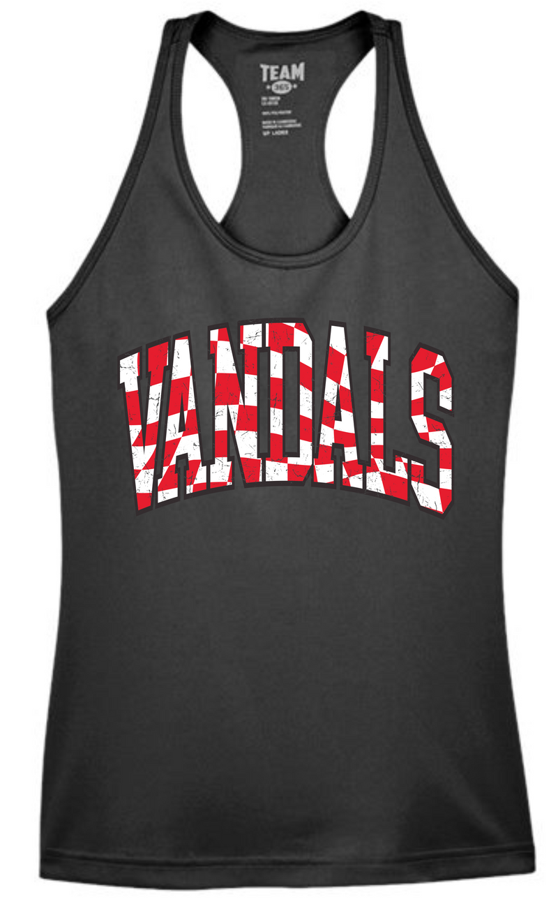 Womens Vandals Checkered On Black Dri Fit Tank