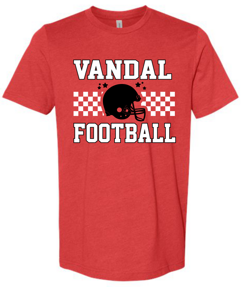 Vandal Football Checkered With Helmet Red Tee