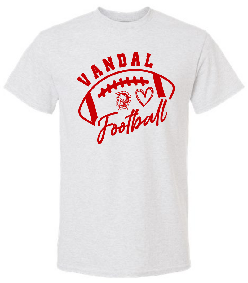Vandal Football Heart Logo Ash Grey Tee