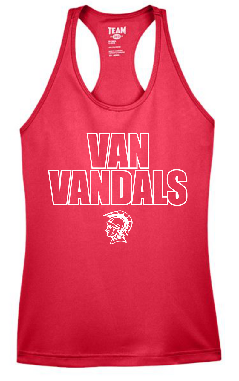 Womens Van Vandals With Logo Red Tank Top