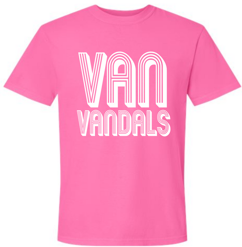 *DTF* Van Vandals Retro White Outline Neon Pink Comfort Color