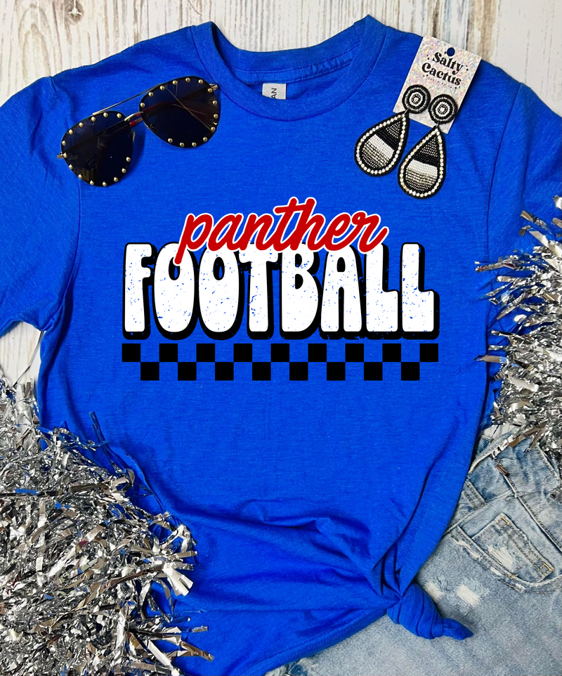 *DTF* New Mascot Checkered Panther Football Blue Tee