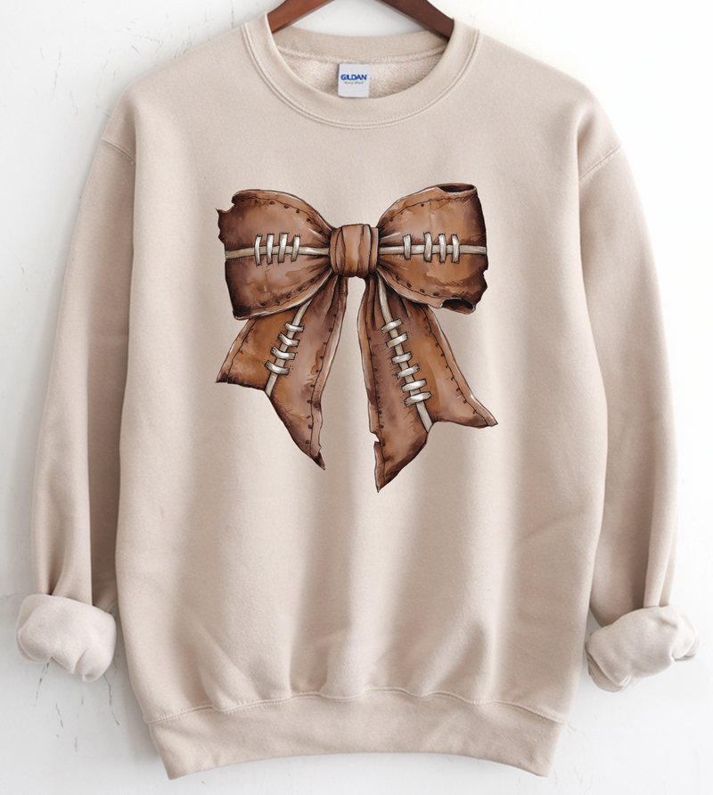Football Grunge Bow Tan Sweatshirt
