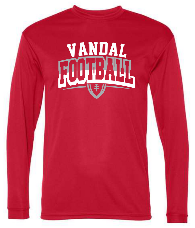 Vandal Football Half Grey Half White Red Long Sleeve Dri Fit