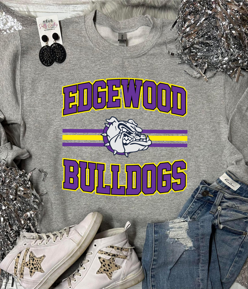 *DTF* Retro Curve Edgewood Bulldogs Oxford Grey Sweatshirt