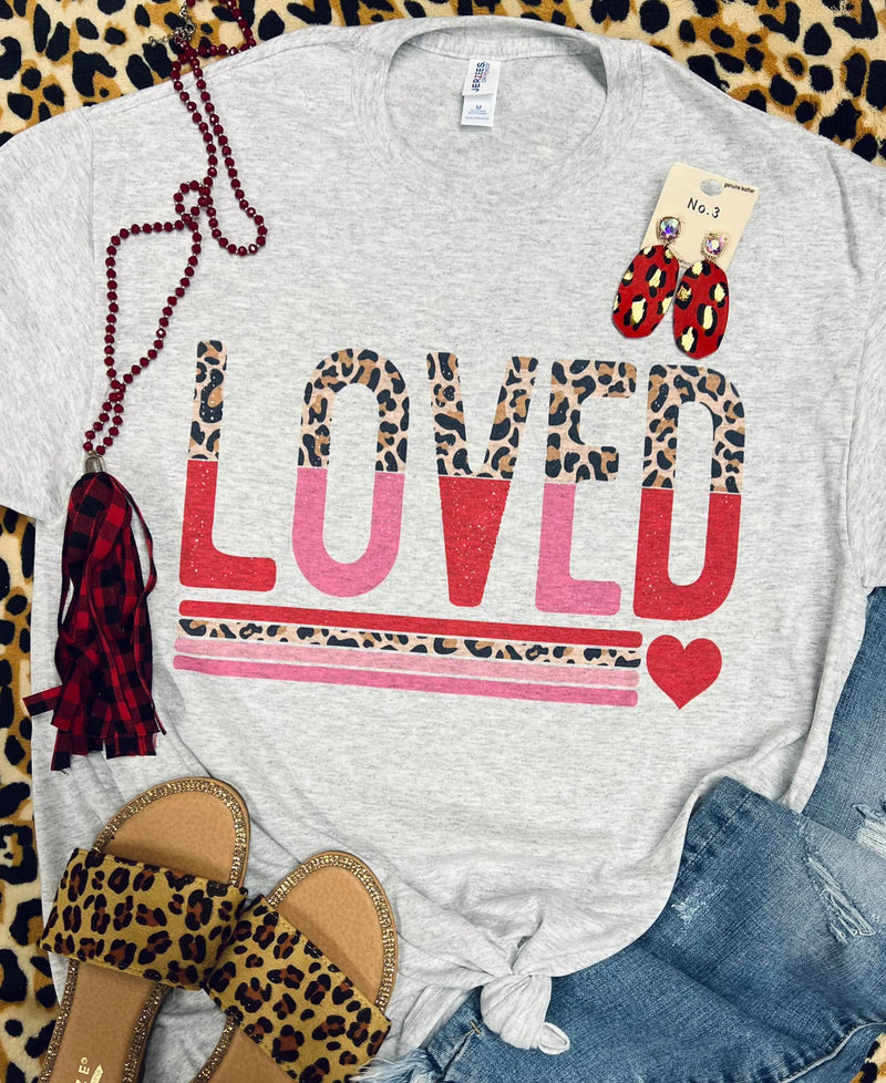 Loved Leopard Heart Grey Tee