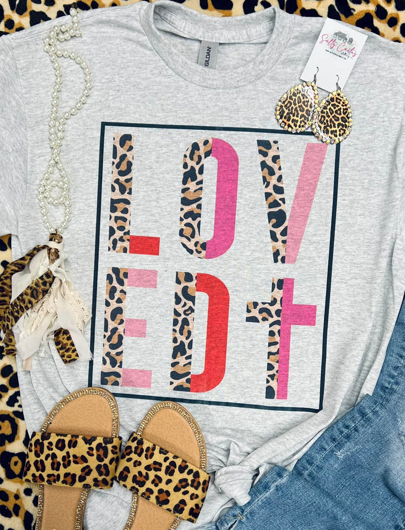 Loved Leopard Colorblock Grey Tee