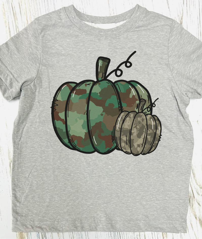 Kids Camo Pumpkin Ash Grey Tee