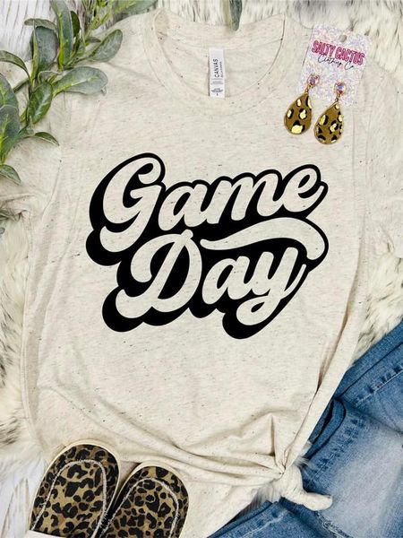 Game Day All Black Swirl Oatmeal Tee