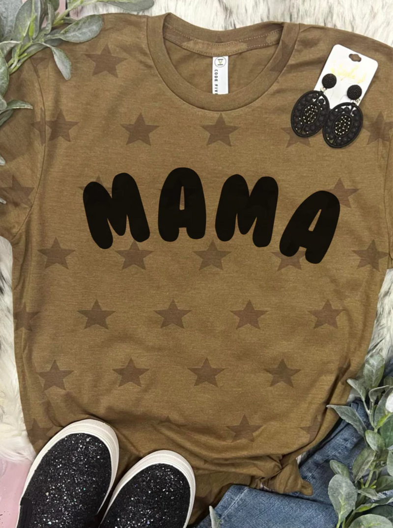 Mama Bubble Name Brown Star Tee