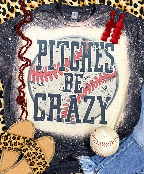 Pitches Be Crazy Baseball Grey Bleached